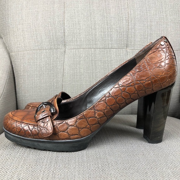 Stuart Weitzman Shoes - Stuart Weitzman Crocodile Embossed Platform Heels
